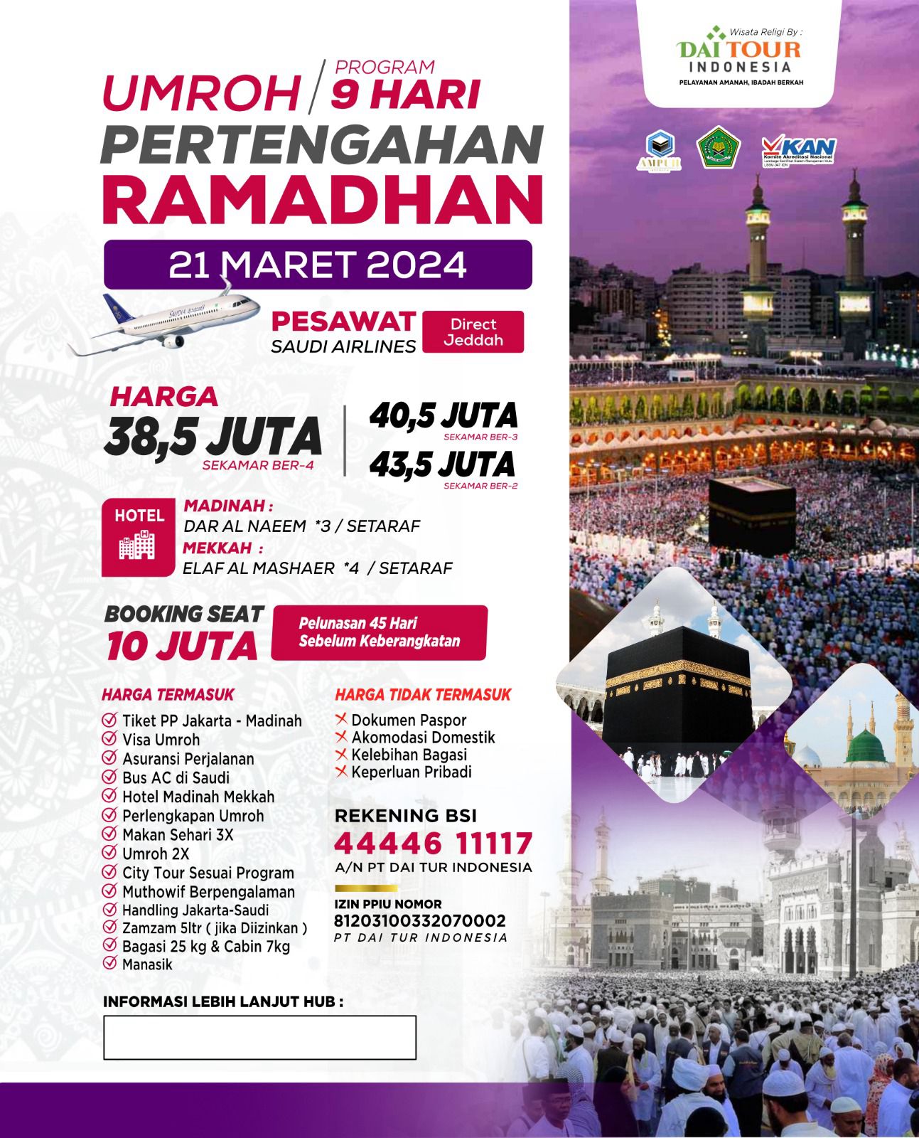 Paket umroh Ramadhan Maret 2024 Dai Tour Indonesia